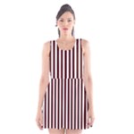 Vertical Stripes - White and Bulgarian Rose Red Scoop Neck Skater Dress