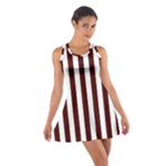 Vertical Stripes - White and Bulgarian Rose Red Cotton Racerback Dress