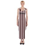 Vertical Stripes - White and Bulgarian Rose Red Fitted Maxi Dress