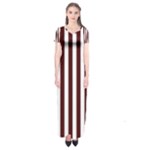 Vertical Stripes - White and Bulgarian Rose Red Short Sleeve Maxi Dress