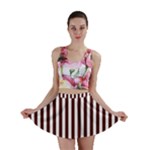 Vertical Stripes - White and Bulgarian Rose Red Mini Skirt