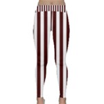 Vertical Stripes - White and Bulgarian Rose Red Yoga Leggings