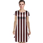 Vertical Stripes - White and Bulgarian Rose Red Cap Sleeve Nightdress