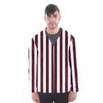 Vertical Stripes - White and Bulgarian Rose Red Hooded Wind Breaker (Men)