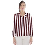 Vertical Stripes - White and Bulgarian Rose Red Wind Breaker (Women)