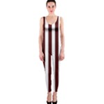 Vertical Stripes - White and Bulgarian Rose Red OnePiece Catsuit