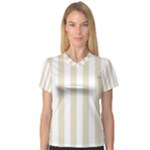 Vertical Stripes - White and Pearl Brown Women s V-Neck Sport Mesh Tee