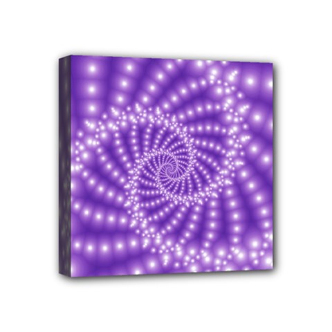 Glossy Purple  Beaded Spiral Fractal Mini Canvas 4  x 4  (Stretched) from ArtsNow.com