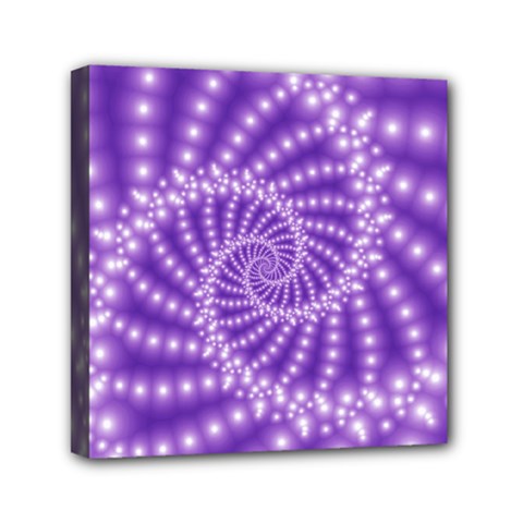 Glossy Purple  Beaded Spiral Fractal Mini Canvas 6  x 6  (Stretched) from ArtsNow.com