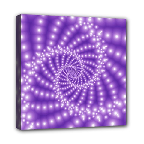 Glossy Purple  Beaded Spiral Fractal Mini Canvas 8  x 8  (Stretched) from ArtsNow.com