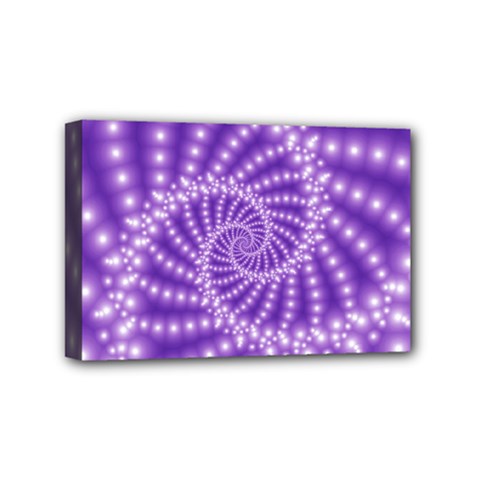 Glossy Purple  Beaded Spiral Fractal Mini Canvas 6  x 4  (Stretched) from ArtsNow.com