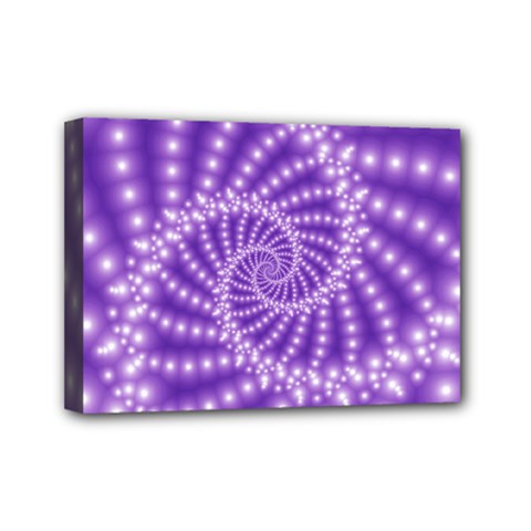 Glossy Purple  Beaded Spiral Fractal Mini Canvas 7  x 5  (Stretched) from ArtsNow.com