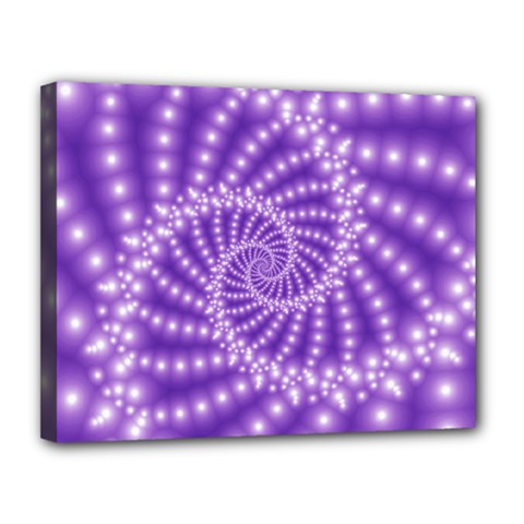 Glossy Purple  Beaded Spiral Fractal Canvas 14  x 11  (Stretched) from ArtsNow.com