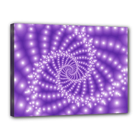 Glossy Purple  Beaded Spiral Fractal Canvas 16  x 12  (Stretched) from ArtsNow.com