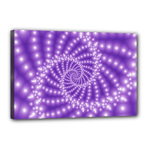 Glossy Purple  Beaded Spiral Fractal Canvas 18  x 12  (Stretched) from ArtsNow.com