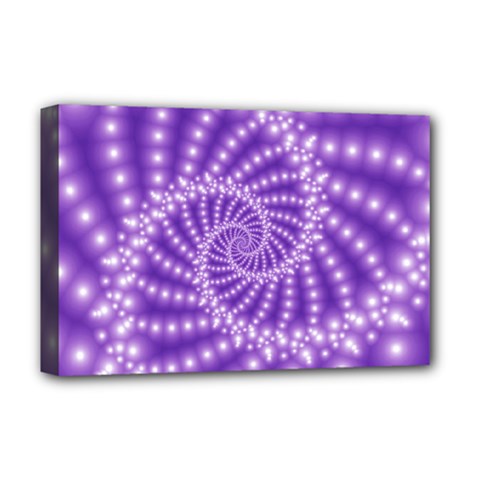 Glossy Purple  Beaded Spiral Fractal Deluxe Canvas 18  x 12  (Stretched) from ArtsNow.com