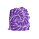 Glossy Purple  Beaded Spiral Fractal Drawstring Pouch (Large)