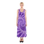 Glossy Purple  Beaded Spiral Fractal Sleeveless Maxi Dress