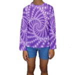 Glossy Purple  Beaded Spiral Fractal Kid s Long Sleeve Swimwear