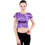 Glossy Purple  Beaded Spiral Fractal Crew Neck Crop Top