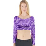 Glossy Purple  Beaded Spiral Fractal Long Sleeve Crop Top (Tight Fit)