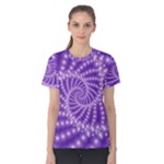 Glossy Purple  Beaded Spiral Fractal Women s Cotton Tee