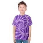 Glossy Purple  Beaded Spiral Fractal Kid s Cotton Tee