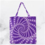 Glossy Purple  Beaded Spiral Fractal Grocery Tote Bag