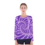 Glossy Purple  Beaded Spiral Fractal Women s Long Sleeve Tee