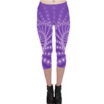 Glossy Purple  Beaded Spiral Fractal Capri Leggings 