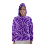 Glossy Purple  Beaded Spiral Fractal Hooded Wind Breaker (Women)