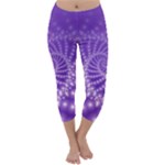 Glossy Purple  Beaded Spiral Fractal Capri Winter Leggings 