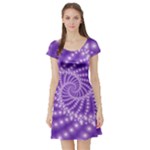 Glossy Purple  Beaded Spiral Fractal Short Sleeve Skater Dress