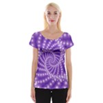 Glossy Purple  Beaded Spiral Fractal Women s Cap Sleeve Top