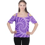 Glossy Purple  Beaded Spiral Fractal Women s Cutout Shoulder Tee