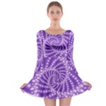 Glossy Purple  Beaded Spiral Fractal Long Sleeve Skater Dress