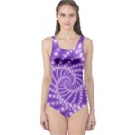 Glossy Purple  Beaded Spiral Fractal One Piece Swimsuit