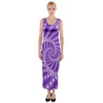 Glossy Purple  Beaded Spiral Fractal Fitted Maxi Dress