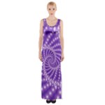 Glossy Purple  Beaded Spiral Fractal Maxi Thigh Split Dress