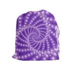 Glossy Purple  Beaded Spiral Fractal Drawstring Pouch (XL)