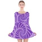 Glossy Purple  Beaded Spiral Fractal Long Sleeve Velvet Skater Dress