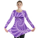 Glossy Purple  Beaded Spiral Fractal Long Sleeve Tunic 