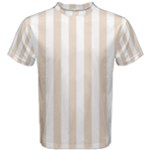 Vertical Stripes - White and Almond Brown Men s Cotton Tee