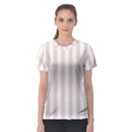 Vertical Stripes - White and Almond Brown Women s Sport Mesh Tee