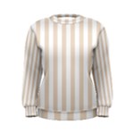 Vertical Stripes - White and Almond Brown Women s Sweatshirt