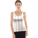 Vertical Stripes - White and Almond Brown Tank Top