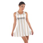 Vertical Stripes - White and Almond Brown Cotton Racerback Dress