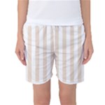 Vertical Stripes - White and Almond Brown Women s Basketball Shorts