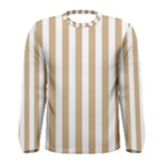 Vertical Stripes - White and Tan Brown Men s Long Sleeve T-shirt