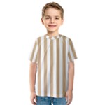 Vertical Stripes - White and Tan Brown Kid s Sport Mesh Tee